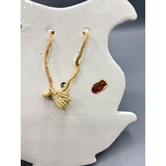 Vtg Lefton Ceramic Wall Pocket Pair Pitcher Basin Basketweave Daisy Decor - Picture 5 of 6